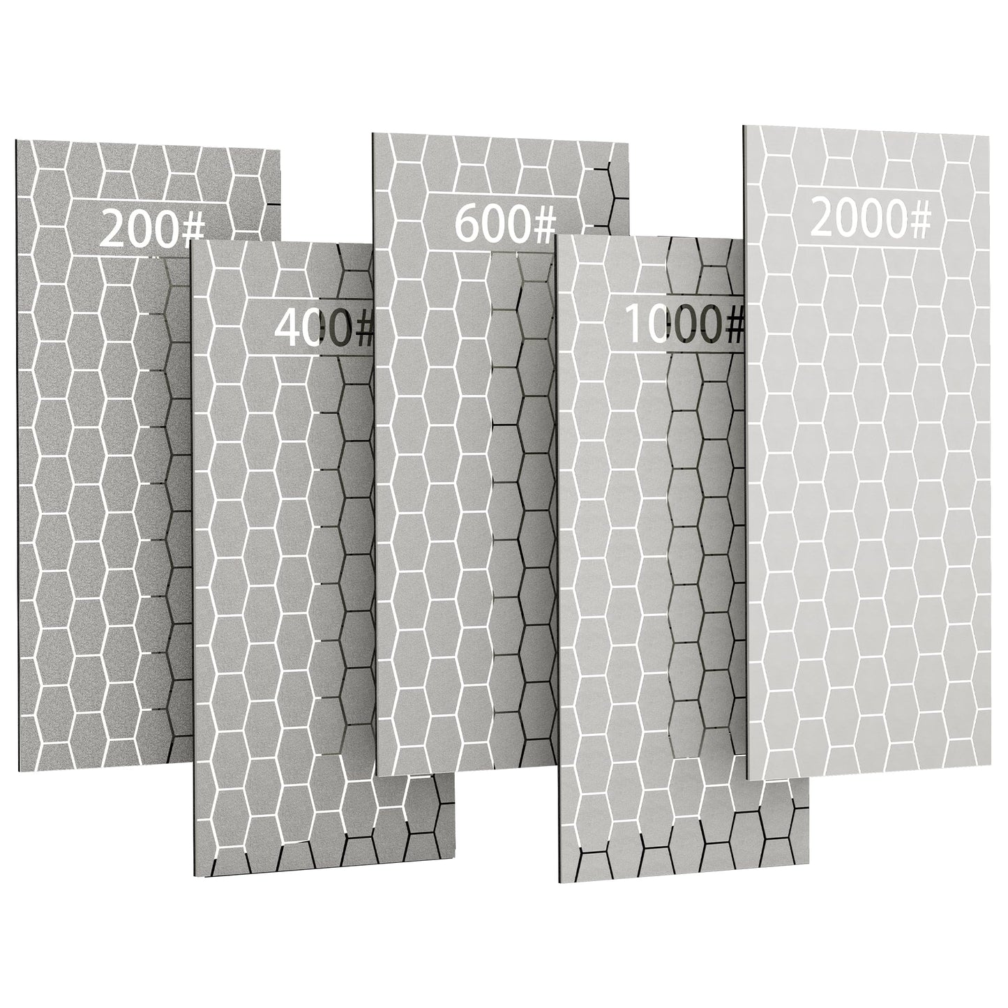 CWOVRS Diamond Sharpening Stone, 5 PCS Diamond Sharpening Plate with Honeycomb Surface Plate for Scissors Knives Outdoor Tools From Coarse to Extra Fine 200/400/600/1000/2000 Grit