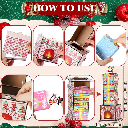 Cinnvoice Advent Calendar 2026 Santa Down the Chimney Christmas Diamond Painting Kits 24 Days Christmas Countdown Calendar DIY Gem Keychains Christmas Gift for Stockings Hanging Ornaments Party Favors