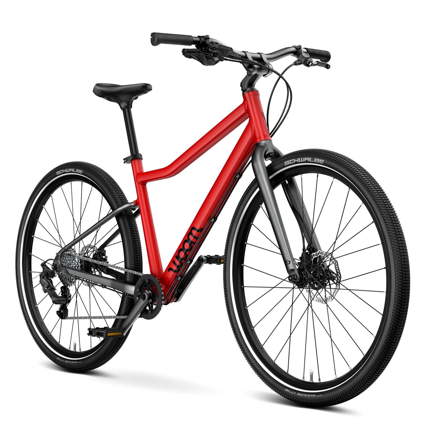 woom Explore 6 Bicycle for Kids & Teens 10 to 14 Years Old, 26-Inch Lightweight 8-Gear Road & Mountain Bike for Boys & Girls - Red
