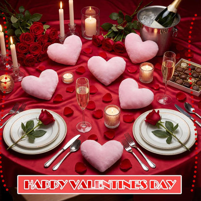 PullCrease 24 Pcs Valentine's Day Heart Shaped Plush Decorative Pillows Bulk Stuffed Plush 5.5" Soft & Fluffy Heart Decor & Gifts for Valentine's Day Weddings Parties Bed Room Office Sofa (Pink)