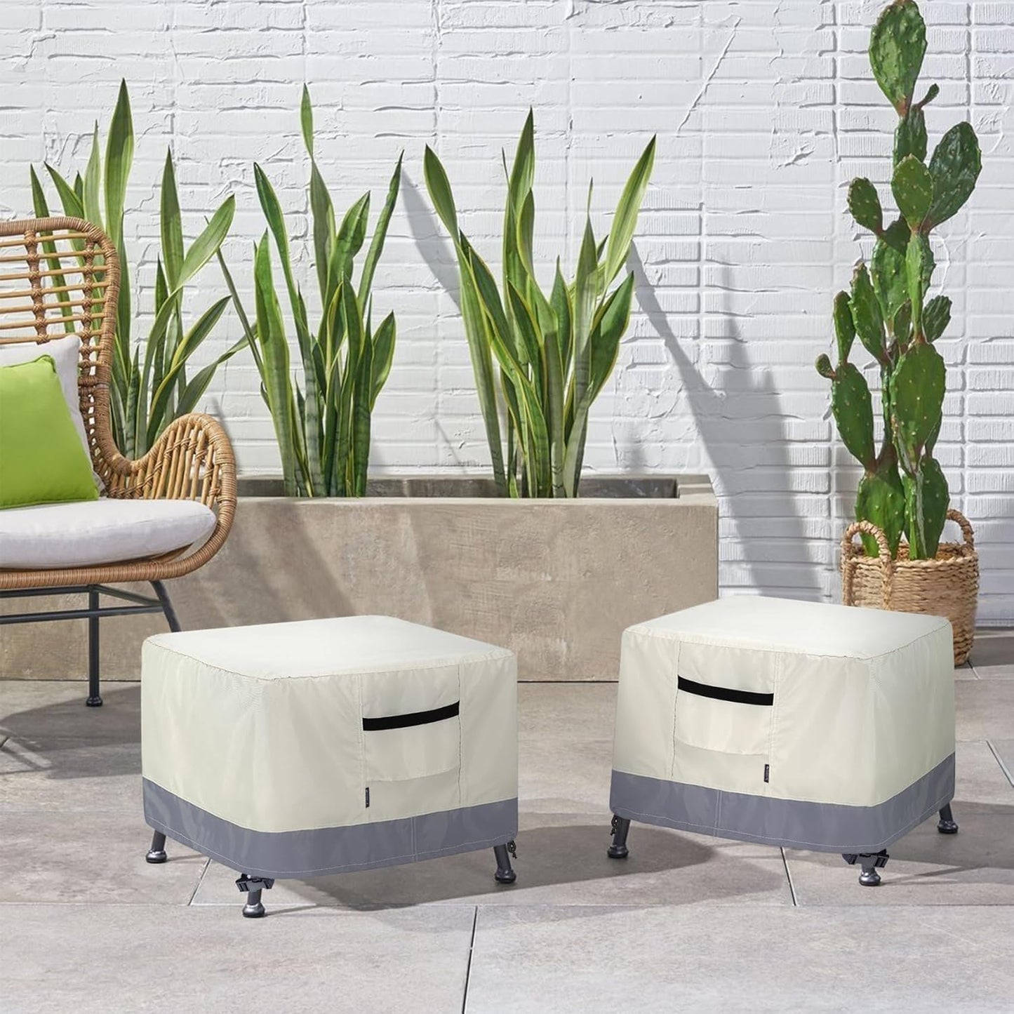 28L 28W 17H inch Patio Ottoman Cover, Waterproof Outdoor Square Furniture Cover for Side & End Table x x