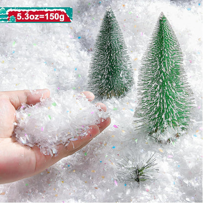 Skiennix Fake Snow Decor - Glittery Artificial Snow for Holiday Crafts & Christmas Parties - 5.3 Ounce