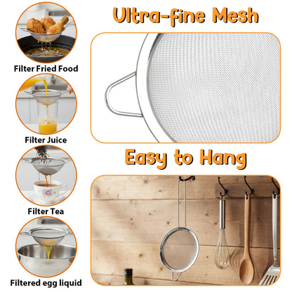 7Pcs Stainless Steel Colander Set, Rice Strainer with Mixing Bowl, 3/4/5QT Large Capacity Microporous Colander with Handle, Mesh Strainer for Washing and Draining Vegetables, Fruit, Dishwasher Safe