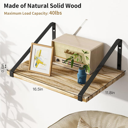 16.5 12 0.6in Fixwal X X Floating Shelves, Rustic Wood Large Wall Mounted Shelves for Decor Storage for Bedroom, Living