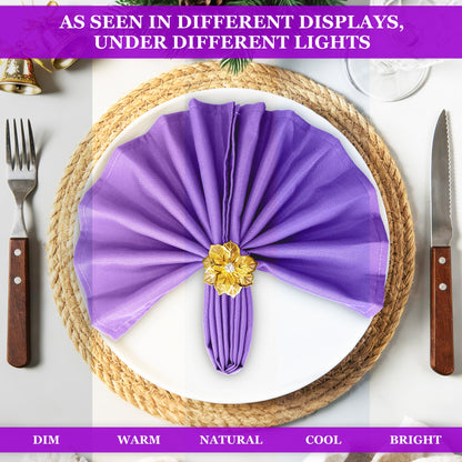 SuperO Set of 80 Cloth Napkins 17 x 17 Inch, Polyester Solid Washable Dinner Napkins with Hemmed Edges,Great for Restaurant, Wedding and Party(Purple)