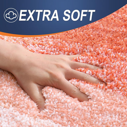 OLANLY Large Bathroom Rugs - Extra Soft Microfiber Mat 50x30 | Quick Dry, Rubber Backing, Coral Color
