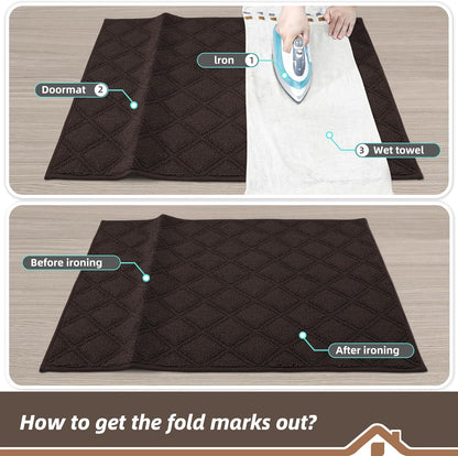 BEQHAUSE Dirt Trapper Door Mat - Non-Slip, Washable, Absorbent Entrance Mat | 20" x 32", Brown