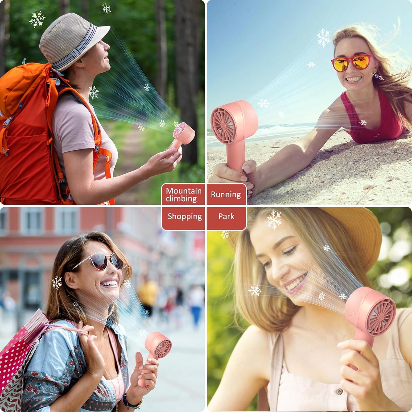 Portable Handheld Fan Rechargeable: Mini Personal Fan with 4 Speeds, USB 2600mAh Battery for Kids, Travel, Office