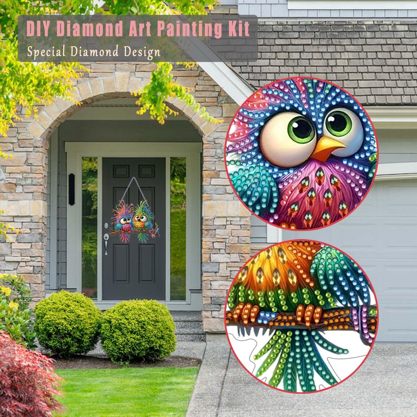 TSRUVYL Bird Diamond Art Painting Kit, Hanging Double Sided Diamond Art Suncatchers Window Pendants, Cute Diamond Painting Crafts Gift, DIY Special Shaped Gem Wall Ornament for Adults(Colorful-Bird)