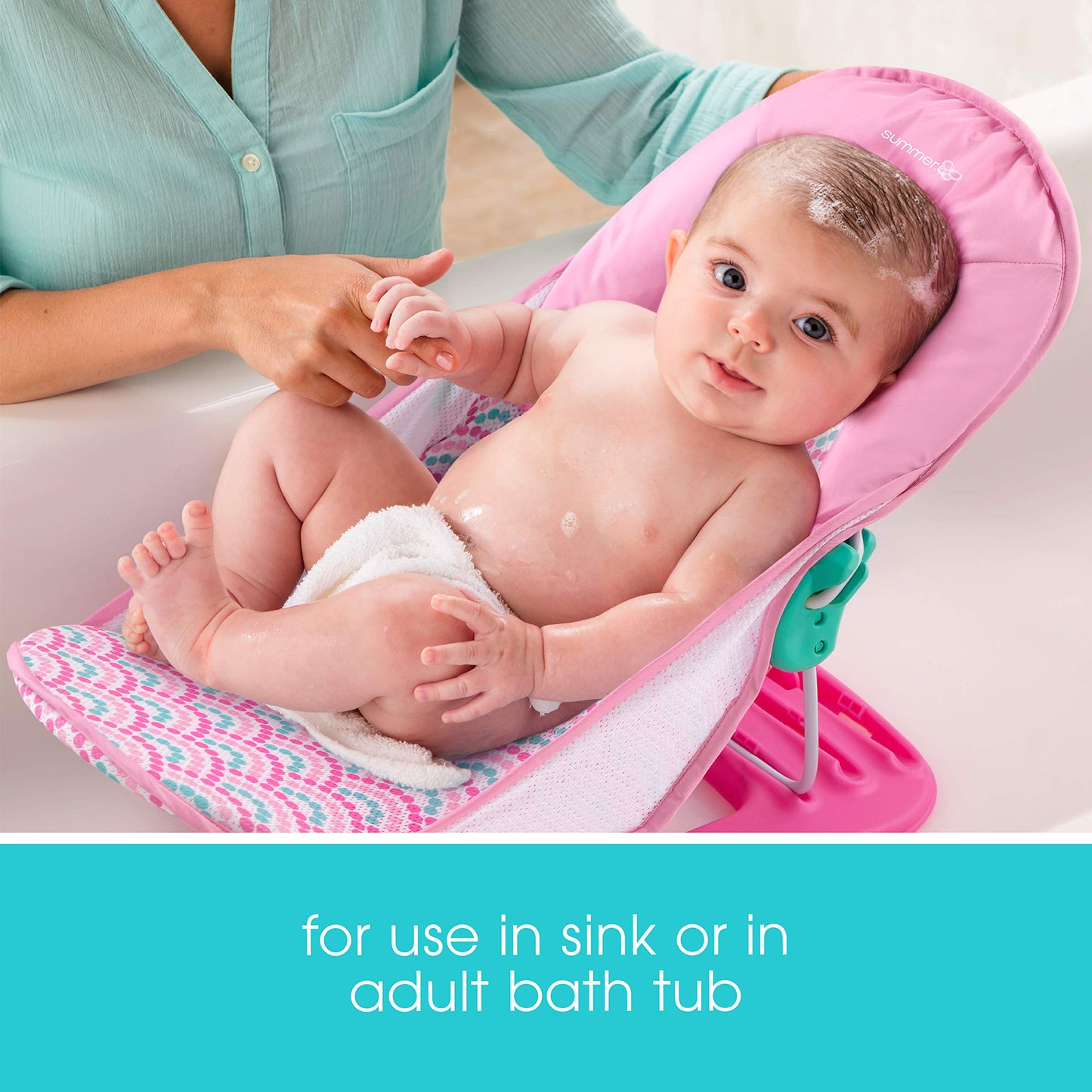 Ingenuity Deluxe Baby Bath Seat, Adjustable Support for Sink or Bathtub, Includes 3 Reclining Positions - Bubble Waves