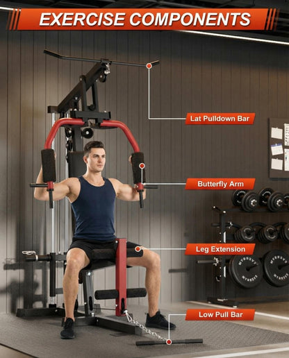 Home Gym Machine, Weight Machines for Home Gym Full Body Workout Strength Training Equipment with Chest Press, Leg Extension, LAT Pulldown and Cable System
