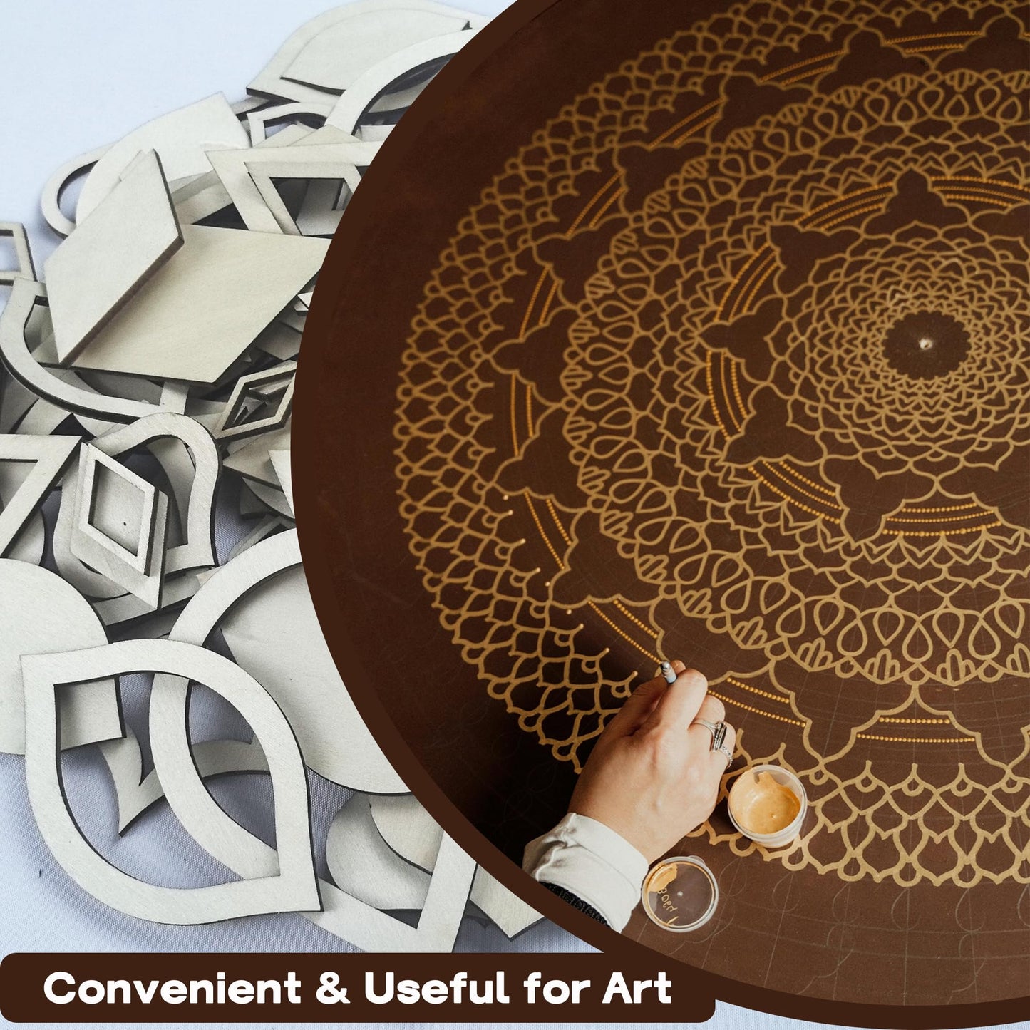 DAFENCHI 364 Pcs Wooden Mandala Painting Stencils, Dot Drawing Tools for Mandala Patterns, Drawing Stencils for Wood & Flat Surfaces, Portable Art Drawing Kit Painting Template