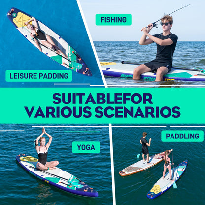 TIDETREK 11'6" Inflatable Stand Up Paddle Boards, Premium SUP Accessories, Non-Slip Comfort Deck for Youth & Adults (Ocean Sunrise)