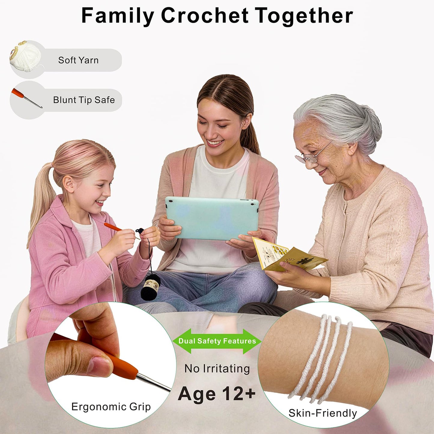 LuNuaFvy Crochet Kit for Beginners, Adults & Kids, Complete Animal Starter Kit to Make 2 Amigurumi Dragons,DIY Gift with Easy-to-Follow Book & Video Tutorial, Soft Yarn, 2 Bags