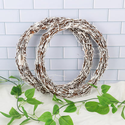 KUKLIPJIM 6 Pcs 12 inch Natural Grapevine Wreath Set, Hand-Woven Vine Branch Wreaths for DIY Crafts, Christmas Decorations, Home & Event Styling(White)