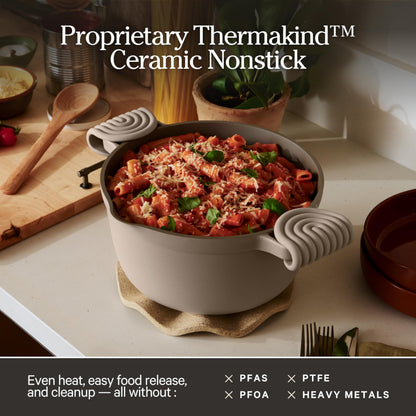 Our Place Perfect Pot | 5.5 Qt Ceramic Pot with Lid & Spatula | Patented 8-in-1, PFAS-Free Nonstick, Non-Toxic Cookware | Induction & Oven-Safe up to 450°F | Steam