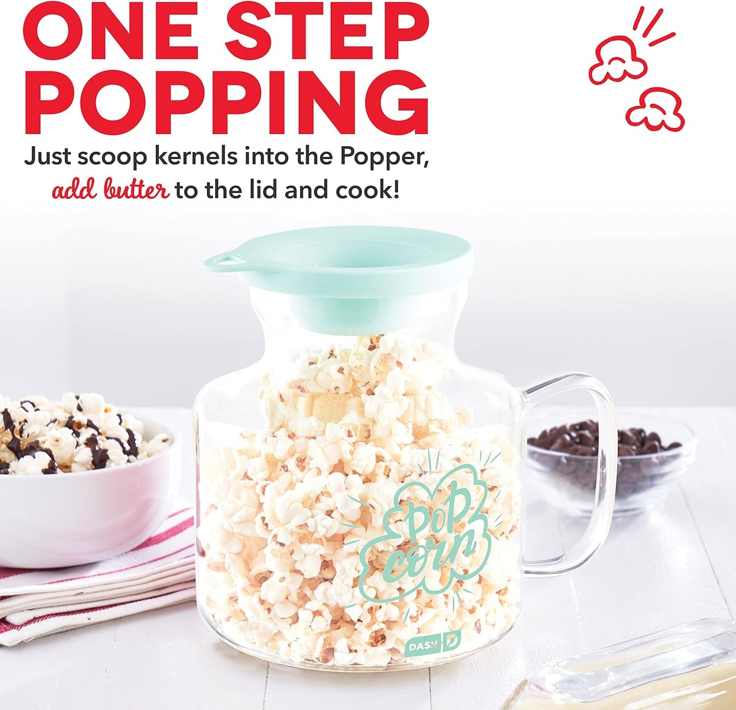 Dash Microwave Popcorn Popper for Fresh Movie Theater Style Popcorn at Home - Aqua