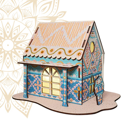 Party Ready 3D Diamond Painting Kit - Mandala Cabin Tapestry DIY Craft Set, Premium Full Drill Diamond Art Kit for Home Decor