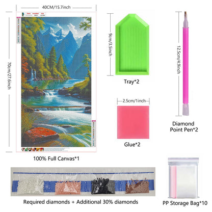 ZHUMUTO Large 5D Diamond Art Painting Kits for Adults,15.7x27.5inch Landscape Waterfall D DIY Full Round Drill Diamond Dots Large Size,Big Gem Art and Crafts for Home Wall Decor Gifts