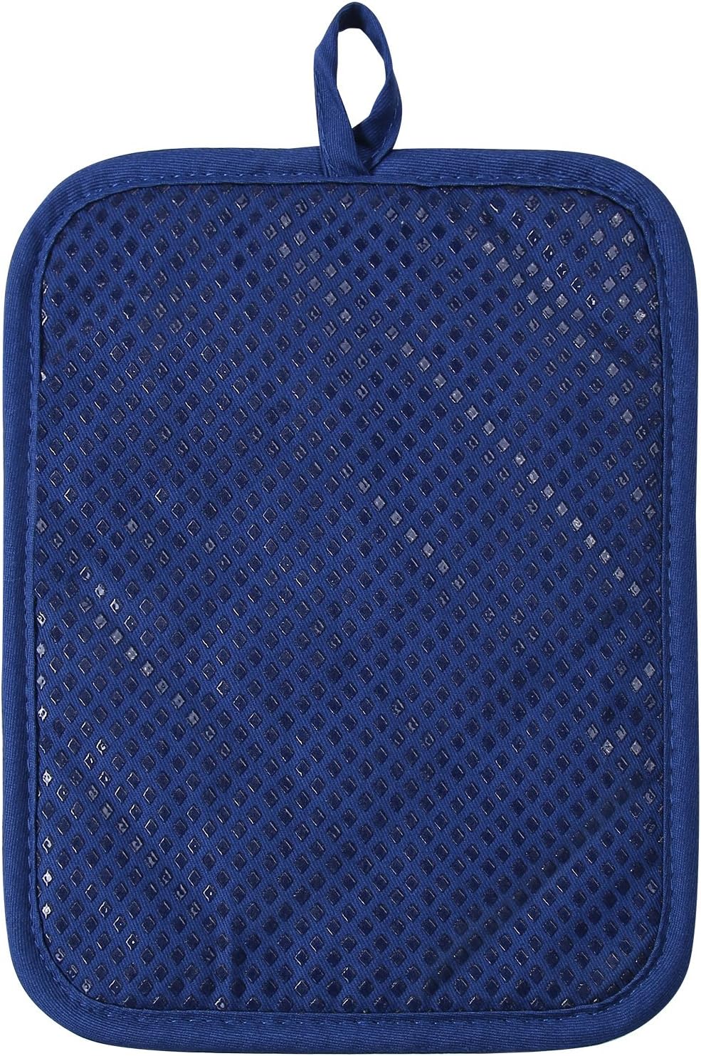 100% Cotton with Silicone Kitchen Pot Holder, Heat Resistant Coaster Potholder Oven Mitts Set of 2 Blue