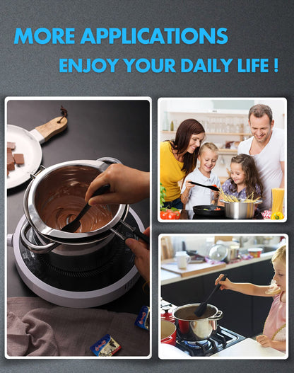 Double Boiler Pot Set,1200ML Double Boiler for Chocolate Melting, 2800ML 304 Stainless Steel Pot With Silicone Spatula for Melting Chocolate, Candy, Candle, Soap, Wax