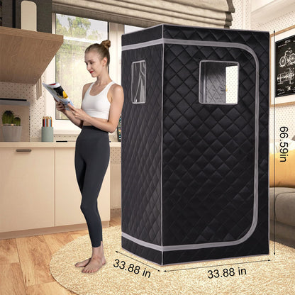 Smartmak Portable Infrared Home Sauna, Full Size Personal Sauna Spa, Indoor Saunas with Heating Foot Pad and Upgraded Chair for Relaxation（33.9" L*33.9" W*66.6" H, BlackGrey）