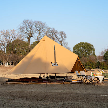 WaldZimmer Canvas Bell Tent Ginger 16.4ft with Stove Jack and Zipped Removable Floor, Luxury Outdoor Glamping Yurt Cotton Tent for Family Truck Car Camping Hunting Party