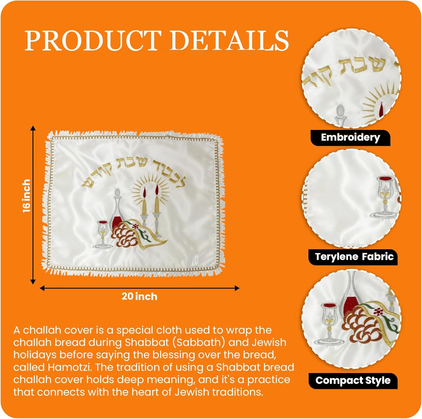 Majestic Giftware CCT20 Challah Terylene Cover, 16 x 20" #20