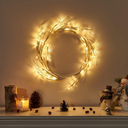 Vanthylit Lighted Christmas Garland, 6 FT White Birch with 48 LED Warm White Lights for Decoration