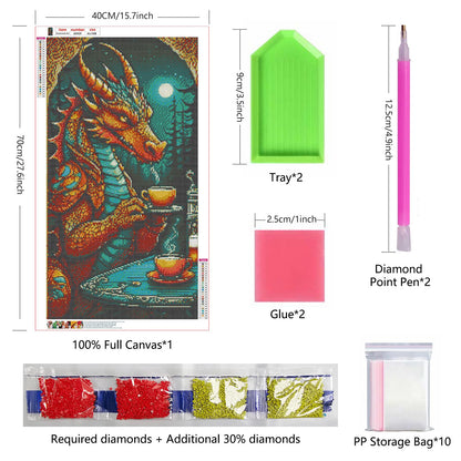 ARTGOTO Large Square Drill Diamond Art Painting Kits for Adults,15.7x27.5inch/40x70cm Dragon B DIY Full Square Diamond Dots Large Size,Big Gem Art and Crafts for Home Wall Decor Gifts