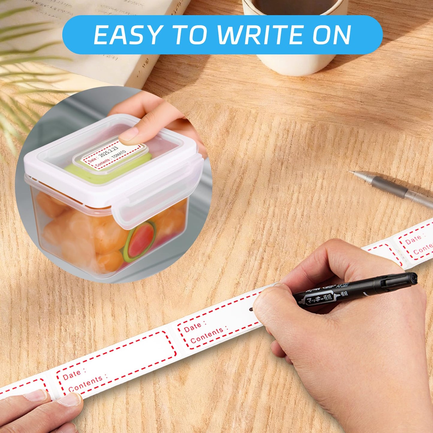 1000 Pcs Removable Freezer Labels, 1x3 Inch Waterproof Oil Resistant Food Storage Stickers, No Residue Easy Peel Date Content Labels for Kitchen Containers, Glass Jars & Restaurants