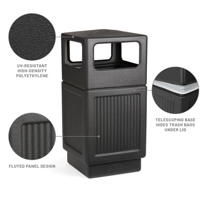 Safco Canmeleon Trash Can, 38 Gallons, Indoor and Outdoor Use, Durable & Weather-Resistant Commercial Garbage Can, Black