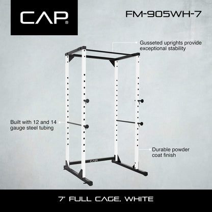 CAP Barbell Full Cage Power Rack, 7-Foot, White
