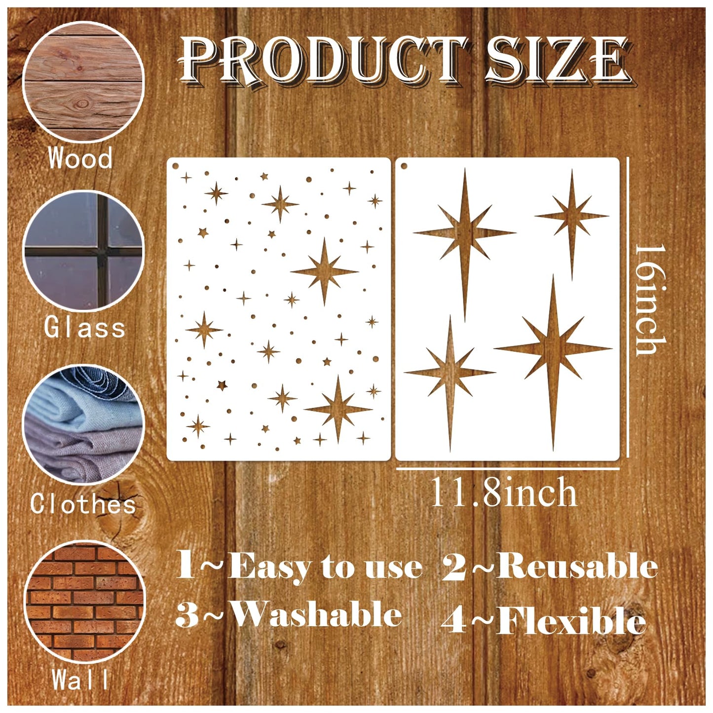 Large Star Stencil for Painting Reusable Paint Stencils for Walls Twinkle Star Wall Drawing Stencils for Painting on Wood Craft Canvas Fabric Home Decoration(Twinkle Stars)