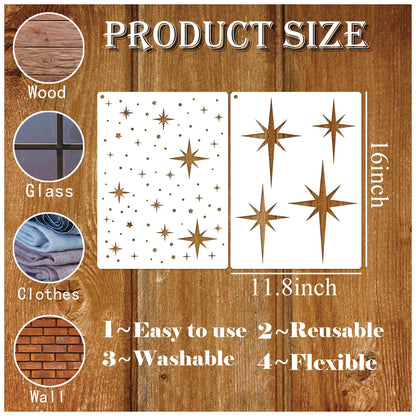 Large Star Stencil for Painting Reusable Paint Stencils for Walls Twinkle Star Wall Drawing Stencils for Painting on Wood Craft Canvas Fabric Home Decoration(Twinkle Stars)