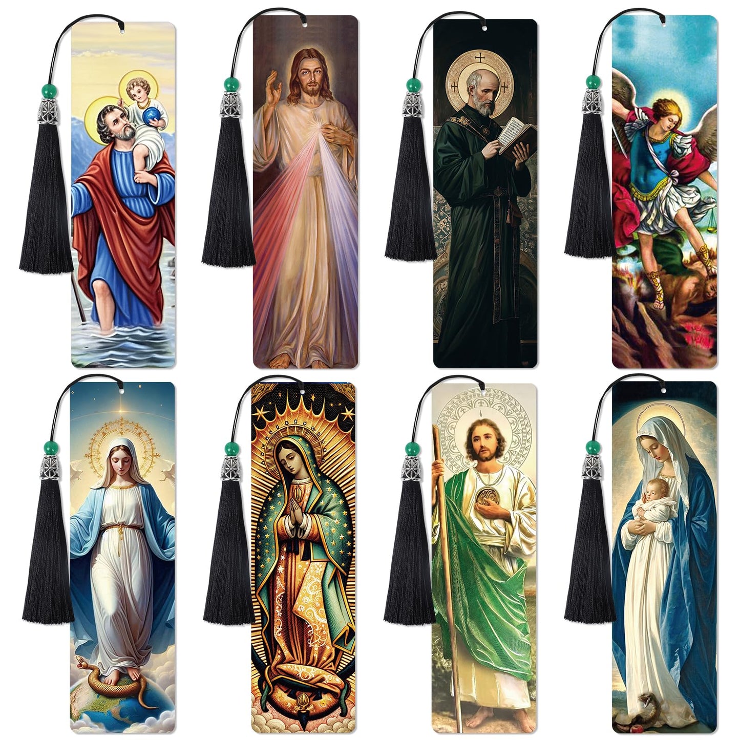 Christian Religous Diamond Art Bookmarks - 6 Pcs Diamond Art Bookmarks Kit for Adults, Gem Craft Painting Kits Featuring Jesus Christ Virgin Mary Saints, Christian Gifts for Holiday Christmas