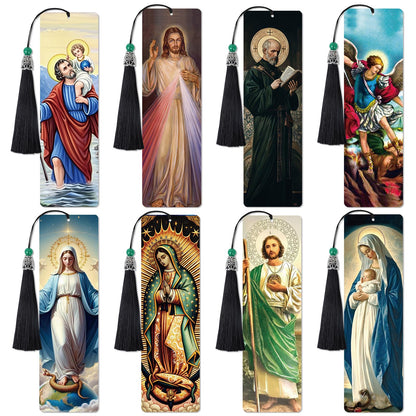 Christian Religous Diamond Art Bookmarks - 6 Pcs Diamond Art Bookmarks Kit for Adults, Gem Craft Painting Kits Featuring Jesus Christ Virgin Mary Saints, Christian Gifts for Holiday Christmas