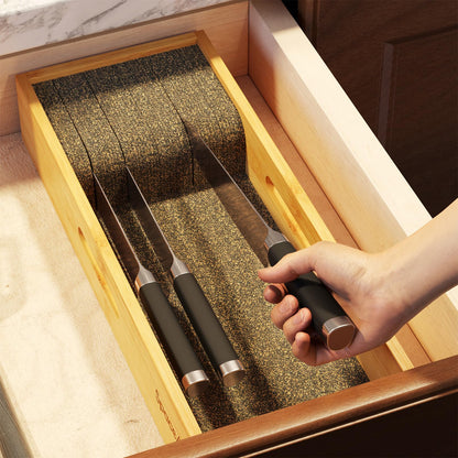 SpaceAid Knife Drawer Organizer Bamboo Insert Dock, Kitchen Steak Knives Holder Organizers Block for Drawer in Storage Organization (Small)