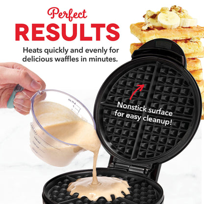 Dash Express Waffle Maker -Electric Waffle Maker for Creative Homemade Treats - Dual Nonstick Cooking Surfaces, Easy Food Release & Quick Cleanup - Compact, Space-Saving Design - 8 Inches - Black