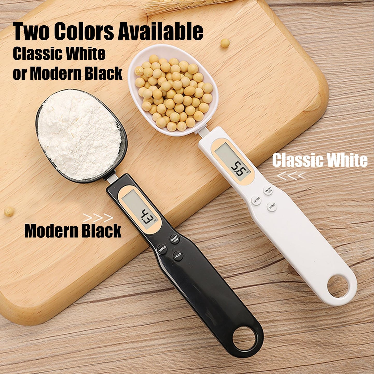 Food Measuring Spoon, Digital Kitchen Scale, high-Precision Small Scale, Handheld use, with Weight Removal Function (White)