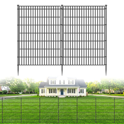 8 Panels No Dig Garden Fence Animal Barrier, 48in(H) × 21ft(L) Decorative Metal Outdoor Dog Fence, Rustproof Pet Fencing for Yard, Patio, Flower Bed -Temporary Fencing| Easy to Install