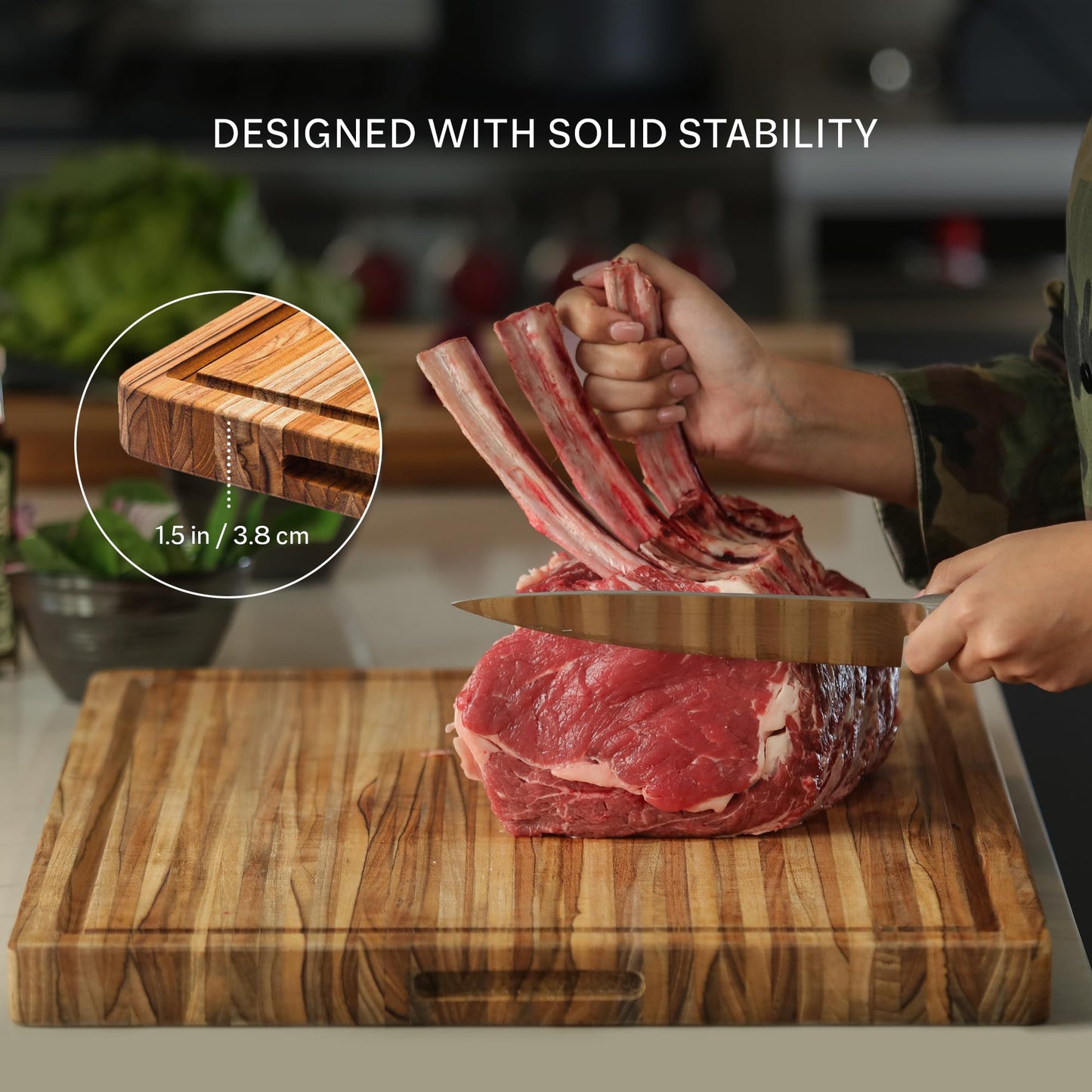 Teakhaus Cutting Board - Extra Large (XL) Wood Cutting Board with Grip Handles - Holiday Gift Ideas for Men and Women - Gift-Ready, Reversible, Edge Grain Wood, Knife Friendly - FSC Certified
