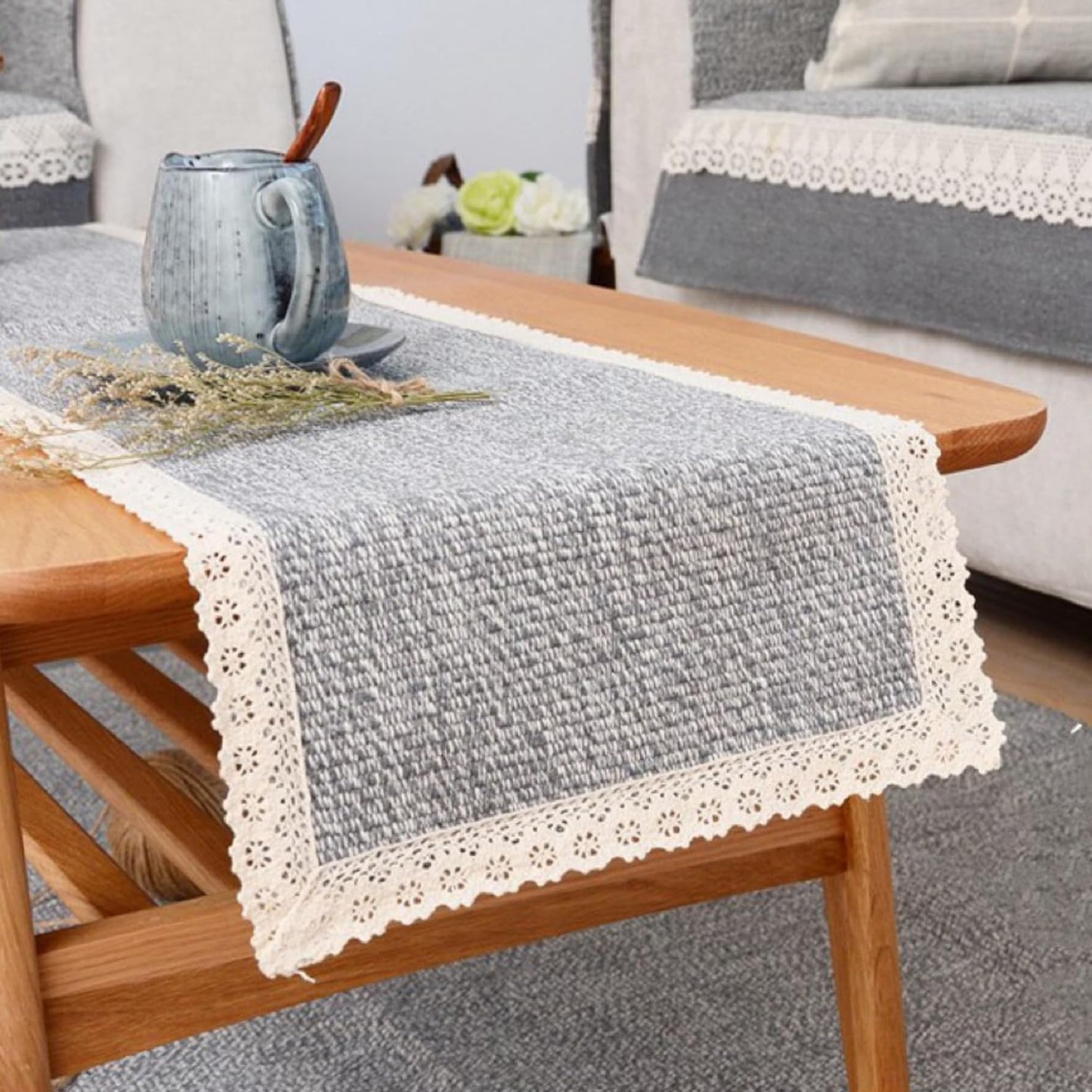 15.75 21.65 Tablecloth Nightstand End Tabletop Dust Cover x Night Stand Table Linen - Grey