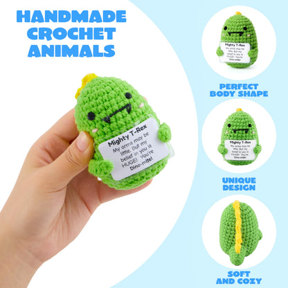 JOYIN 6 Pcs Crochet Positive Animals with Positive Messages, Emotional Support Stuffed Animal Bulk, Cute Crochet Plushies for Graduation Gift, Employee Appreciation, Anxiety Relief & Mental Health