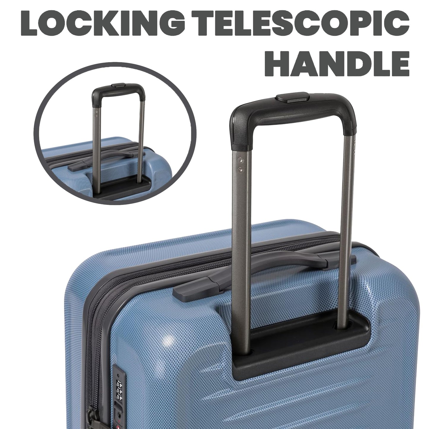 Spyder Rails Expandable Hardside Upright Suitcase with 360° Spinner Wheels, TSA Approved Lock (Denim, 3-Piece Set)