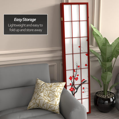 Red Lantern 6 ft. Tall Flower Blossom Divider - Rosewood - 4 Panels