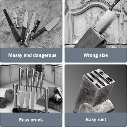 Knife Block Without Knives, Cookit Universal Round Knife Block Only, Detachable Knife Holder for Easy Cleaning, Space Saver Knife Storage Holder with Scissors Slot, Black