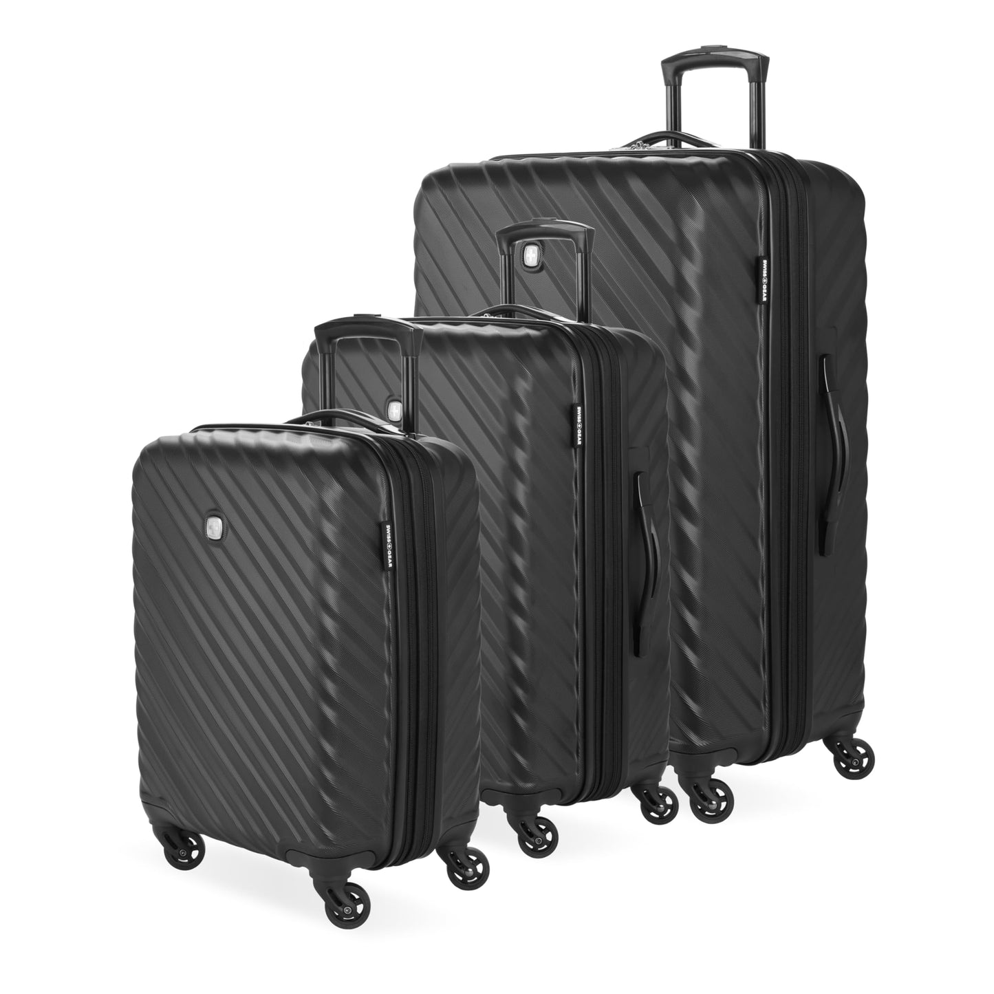 SwissGear Lightweight Expandable Spinner, Black Wave, 3-Piece Set
