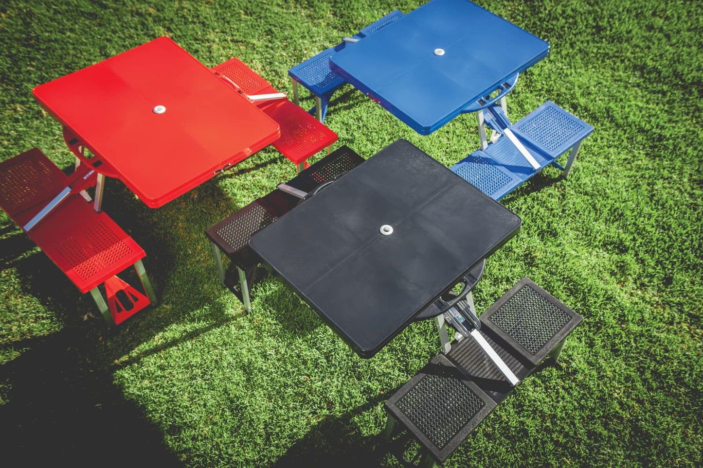 PICNIC TIME NCAA Iowa State Cyclones Folding Picnic Table - Camping Table - Outdoor Table with Umbrella Hole, (Red)