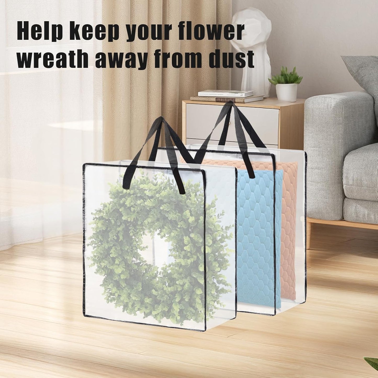 Skiennix Wreath Storage Bag - 26 Inch | 95L Container for Seasonal Decor & Bedding